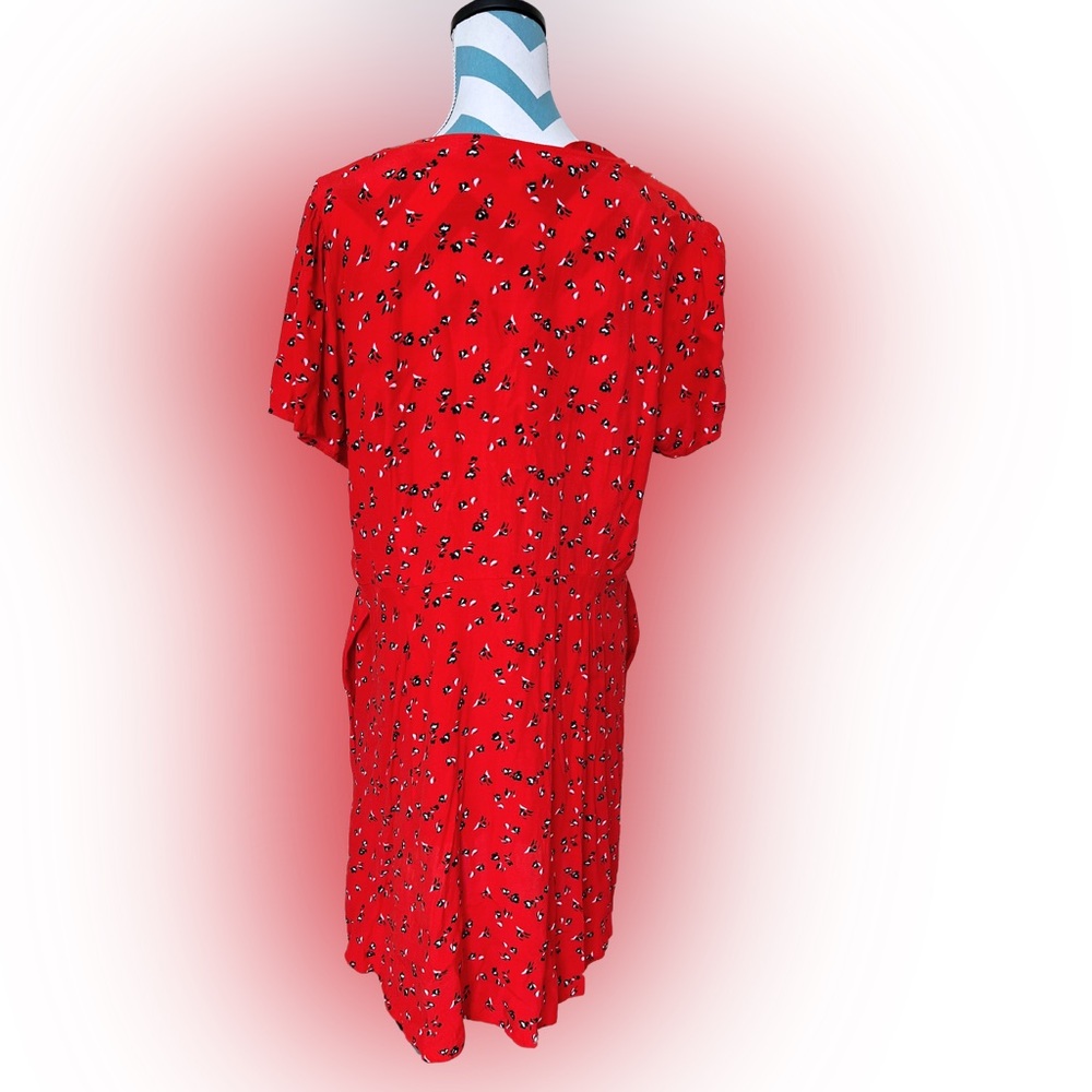 Gap size XXL Short Sleeve Midi Red Dress with Pockets - Picture 5 of 11